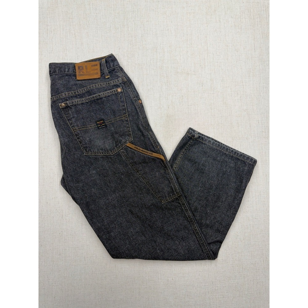 Vintage Polo Jeans Co Ralph Lauren C-5 Carpenter Jeans Black Deni Men's 33x38